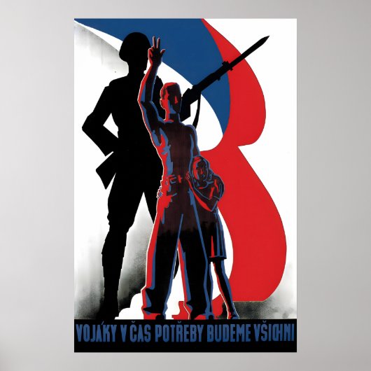 WWII Czechoslovak Propaganda Poster Czechoslovaks ポスター (正面)