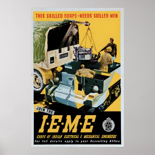 WWII India Recruitment Poster Corps of Electrical ポスター (正面)