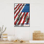 WWII Navy Day Poster A Strong Navy Guarantees ポスター (キッチン)