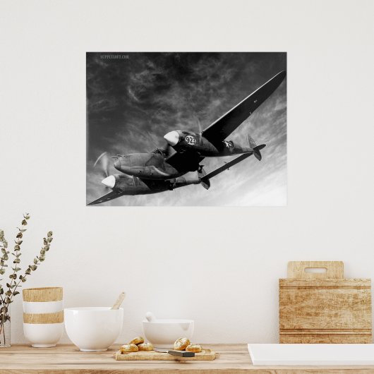 WWII P38稲妻 ポスター (キッチン)