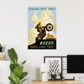 WWII Poster Canada's new army needs men like you ポスター (ホームオフィス)