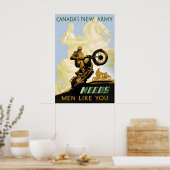 WWII Poster Canada's new army needs men like you ポスター (キッチン)