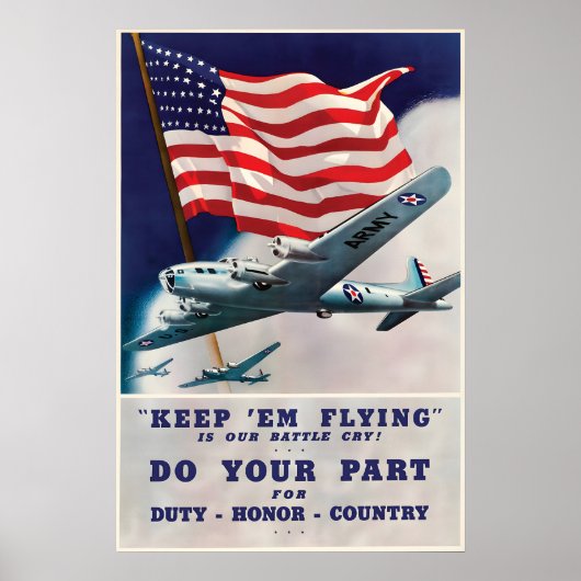 WWII Poster US Air Force Keep Them Flying ポスター (正面)