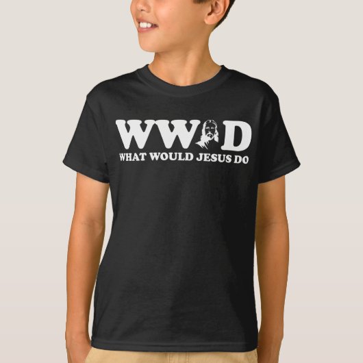 WWJDイエスがTで何をするか Tシャツ (正面)