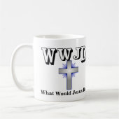 WWJDイエスは何をするのか？ コーヒーマグカップ (左)