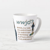 WWJDラテの雰囲気、毎日イエス、クリスチャンコーヒー カフェラテマグ (右アングル)