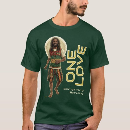 WWJDレゲエ・ビブラス、毎日イエス、ラスタ・ワン・ラブ Tシャツ (正面)