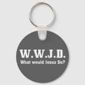 WWJD?イエスは何をするだろうか。グレー キーホルダー (正面)