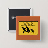 WWJD: イエス様なら誰を国外追放にする? - MisterP バッジ (正面&裏面)