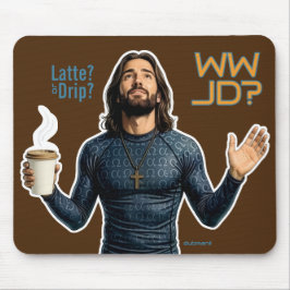 WWJD コーヒーの気分、毎日イエス、毎日ラテ マウスパッド