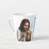 WWJD コーヒー ヴァイブス、毎日イエス、ラテ ラブ カフェラテマグ (左アングル)