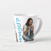 WWJD コーヒー ヴァイブス、毎日イエス、ラテ ラブ カフェラテマグ (右アングル)