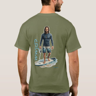 WWJD サーファーのビブラ感、毎日イエス、救世主サーファー Tシャツ
