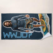 WWJD サーファーのビブラ、毎日イエス、毎日信仰 ビーチタオル (正面)