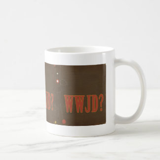 WWJD ラスティックテキストの遊び心 コーヒーマグカップ