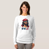 WWJD - MAGA Hatの共和党イエス Tシャツ (正面フル)