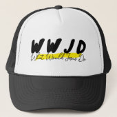 WWJD Trucker Hat – 「イエス様はどうするだろう」はっきりした キャップ (正面)