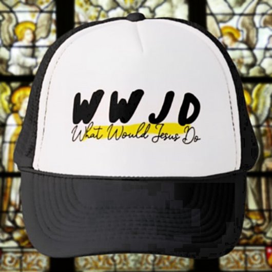 WWJD Trucker Hat – 「イエス様はどうするだろう」はっきりした キャップ