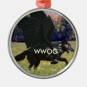 WWOG (Ga'hoolbeの飛んだオオカミ)のオオカミのオーナメント メタルオーナメント