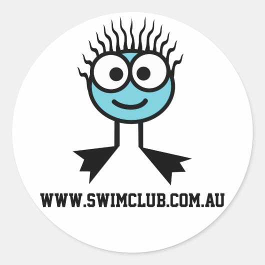 www.swimclub.com.au - BlueCharacterスタンプ ラウンドシール (正面)