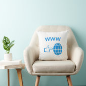 WWW World Wide Web Globe Icon with Hand Pointer クッション (椅子)