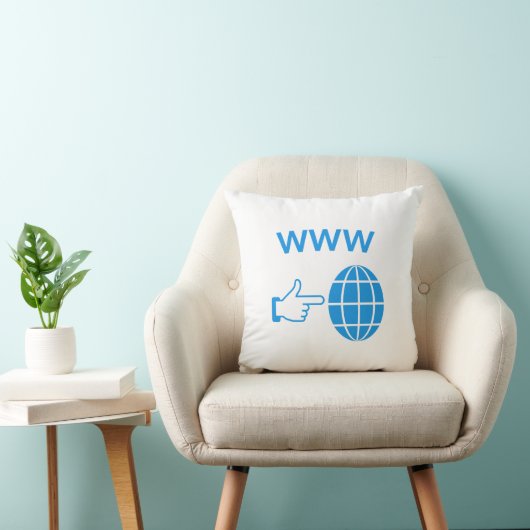 WWW World Wide Web Globe Icon with Hand Pointer クッション (椅子)