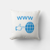 WWW World Wide Web Globe Icon with Hand Pointer クッション (正面)