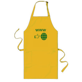 WWW World Wide Web Globe Icon with Hand Pointer ロングエプロン