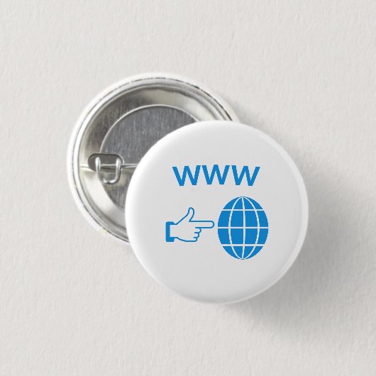 WWW World Wide Web Globe Icon with Hand Pointer 缶バッジ (正面&裏面)