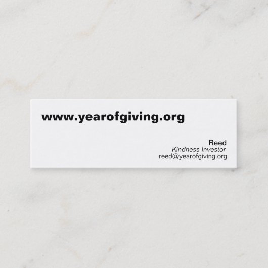 www.yearofgiving.orgのリード、reed@yearofgiving.o..。 スキニー名刺 (正面)