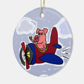 WX-飛行機の漫画の飛んでいるなブタ セラミックオーナメント (左)