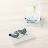 Wyandottesは組を銀ひもで締めました ガラスコースター (アングル)