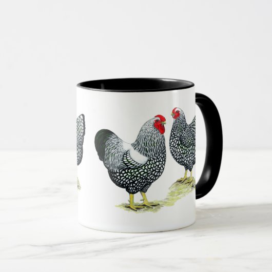 Wyandottesは組を銀ひもで締めました マグカップ (正面右)