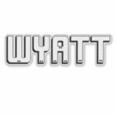 Wyattのブロック文字による名前 シール (正面)