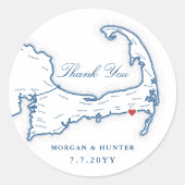 Wychmere Cape Cod Mapありがとう結婚式の引き出物 ラウンドシール (正面)