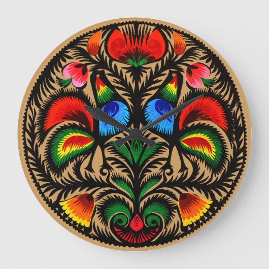 Wycinankiの時計ポーランド/多彩 ラージ壁時計 (正面)