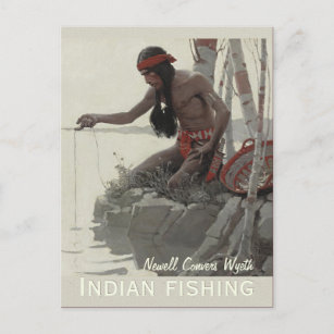 Wyethインディアン魚釣りCC0480はがき ポストカード