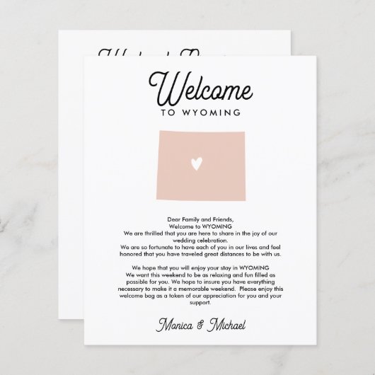 WYOMINGウェルカムレターの旅程ANY COLOR (正面/裏面)