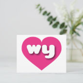 Wyomingホットピンクハート – 私はwyが大好き ポストカード (スタンド正面)