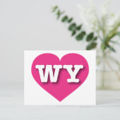 Wyomingホットピンクハート- I love WY ポストカード (スタンド正面)