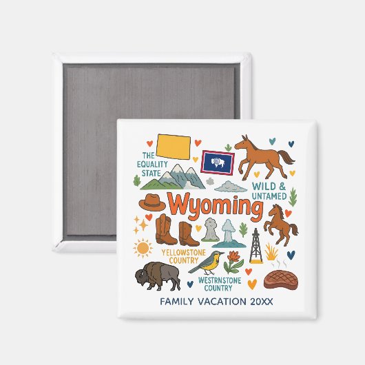 Wyoming Family Vacation Keepsake Custom Magnet マグネット (正面/裏面)