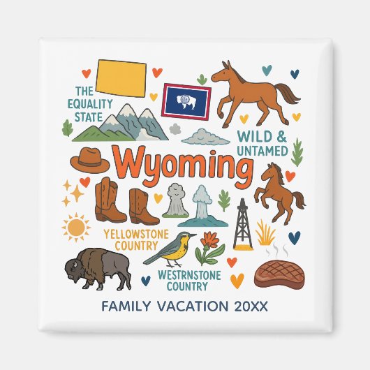 Wyoming Family Vacation Keepsake Custom Magnet マグネット (正面)