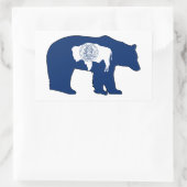 Wyoming Flag Bear 長方形シール (バッグ)