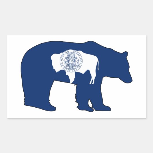 Wyoming Flag Bear 長方形シール (正面)