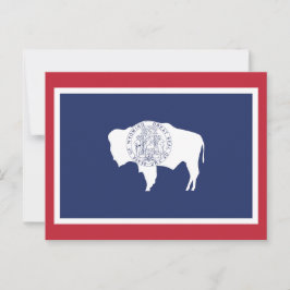 Wyoming State Flag Bison Red Border ポストカード