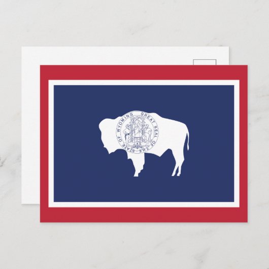 Wyoming State Flag Bison Red Border ポストカード (正面/裏面)