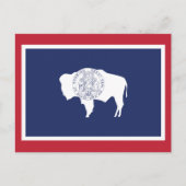 Wyoming State Flag Bison Red Border ポストカード (正面)