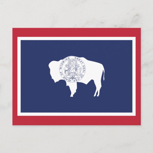 Wyoming State Flag Bison Red Border ポストカード (正面)