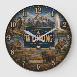Wyoming State Yellowstone and Grand Teton ラージ壁時計