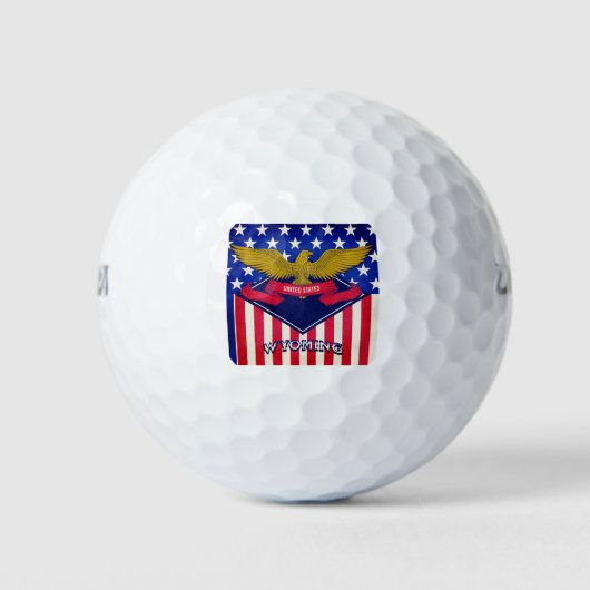 Wyoming USA Flag ゴルフボール (正面)